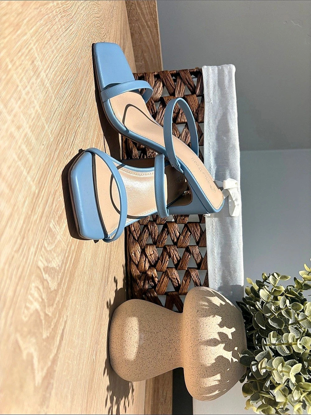 The Drop Amelie Strappy Square-Toe Heeled Sandal Blue US 6.5